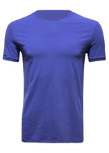 Balmain - Crewneck Short Sleeve T Shirt Tonal Balmain Logo Embroidered - 300332 - Blue