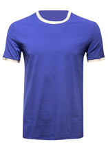 Balmain - Crewneck Contrast Neck and Sleeve Detail T-Shirt - 300331 - Blue White