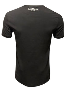 Balmain - Crewneck Short Sleeve T Shirt Tonal Balmain Logo Embroidered - 300331 - Black