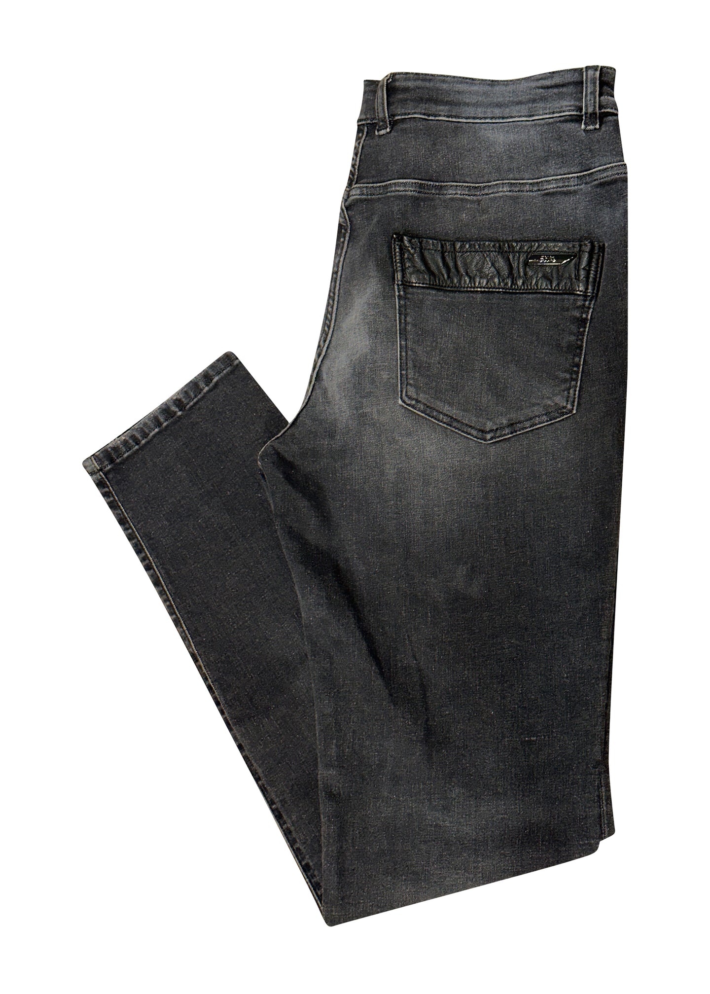 RH45 - Eagle Stretch Grey Wash Leather Patch Detail Jeans - 300293 - Grey