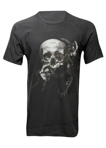 RH45 - Skull Chain Print T-Shirt - 098424 - Black
