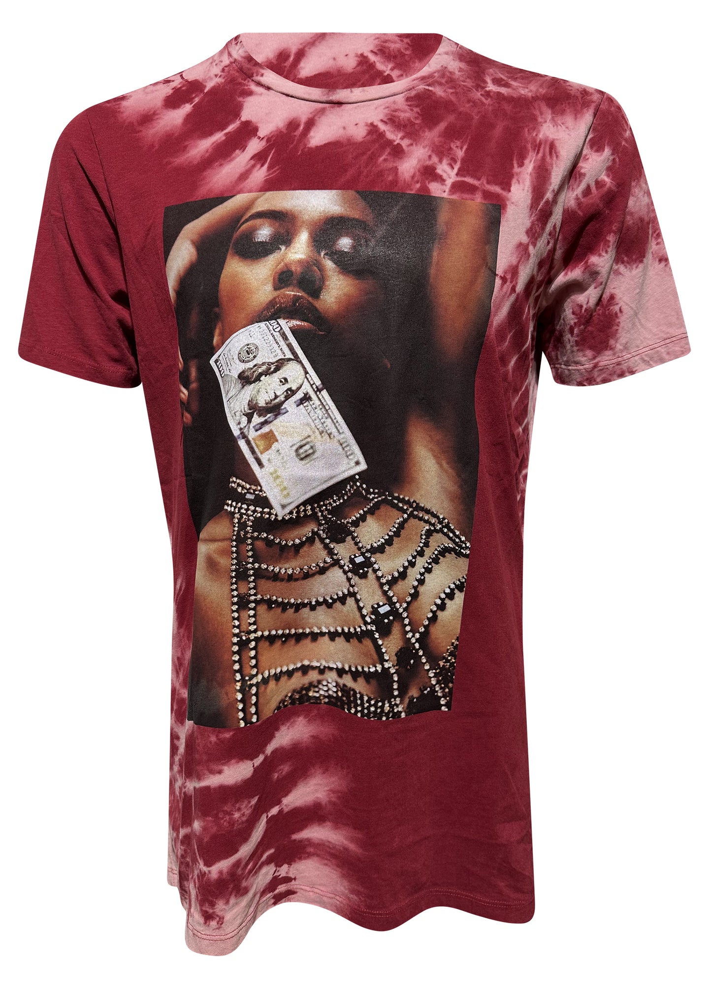 RH45 - Vixen Money Print T-Shirt - 200196 - Red Tie Dye