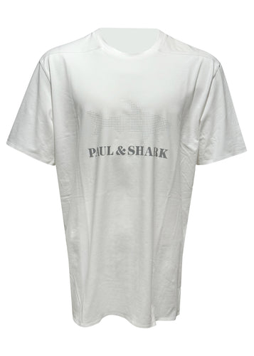 Paul & Shark - Crewneck Shark Print 3M Detail T-Shirt - 300091 - White