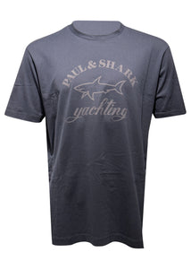 Paul & Shark - Crewneck Tonal Big Front Shark Logo T-Shirt - 400056 - Navy