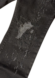 RH45 - Leather Snake Patch Detail Rips Repair Jeans - 300231 - Black