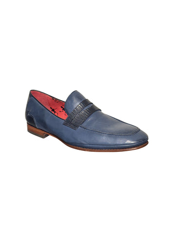 Jeffery West - Martini Snake Band Leather Loafer Shoes - 099260 - Navy