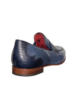 Jeffery West - Martini Snake Band Leather Loafer Shoes - 099260 - Navy