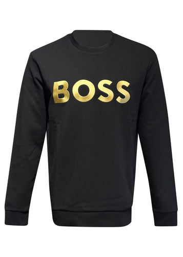 Boss - Big Boss Gold Logo Crewneck Sweatshirt - 400488 - Black Gold